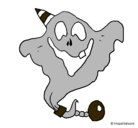 Dibujo Fantasma con sombrero de fiesta pintado por kevin