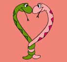 Dibujo Serpientes enamoradas pintado por gatita
