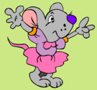Dibujo Rata con vestido pintado por pequillos