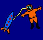 Dibujo Cohete y astronauta pintado por camila