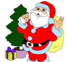 Dibujo Santa Claus y un árbol de navidad pintado por gemm