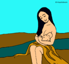 Dibujo Madre con su bebe pintado por alba