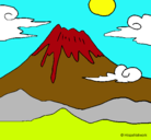 Dibujo Monte Fuji pintado por luna
