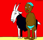 Dibujo Cabra y niño africano pintado por moneyba