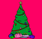 Dibujo Abeto con adornos navideños pintado por rosis