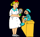 Dibujo Enfermera y niño pintado por kira