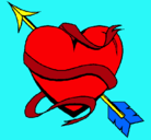 Dibujo Corazón con flecha pintado por diablo
