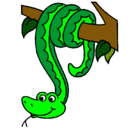 Dibujo Serpiente colgada de un árbol pintado por snake
