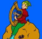 Dibujo Duende tocando el arpa pintado por milagros