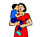 Dibujo Beso maternal pintado por perla2