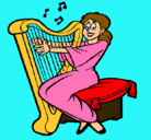 Dibujo Mujer tocando la arpa pintado por noelia