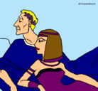 Dibujo César y Cleopatra pintado por antonela