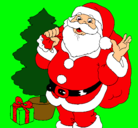 Dibujo Santa Claus y un árbol de navidad pintado por yubetsy