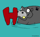 Dibujo Hipopótamo pintado por xD