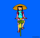 Dibujo China en bicicleta pintado por miki