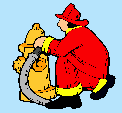 Bombero en la boca de incendios