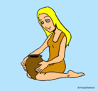 Dibujo Mujer y jarrón pintado por shilso