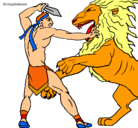 Dibujo Gladiador contra león pintado por francol