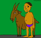 Dibujo Cabra y niño africano pintado por yerani