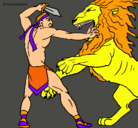 Dibujo Gladiador contra león pintado por valeriasanchezs.