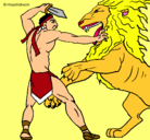 Dibujo Gladiador contra león pintado por david
