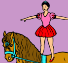 Dibujo Trapecista encima de caballo pintado por MORA
