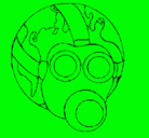 Dibujo Tierra con máscara de gas pintado por andy