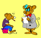 Dibujo Doctor y paciente ratón pintado por Eddy