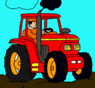 Dibujo Tractor en funcionamiento pintado por yoshio