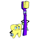 Dibujo Muela y cepillo de dientes pintado por PAULAX