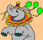 Dibujo Elefante con 3 globos pintado por LORENA