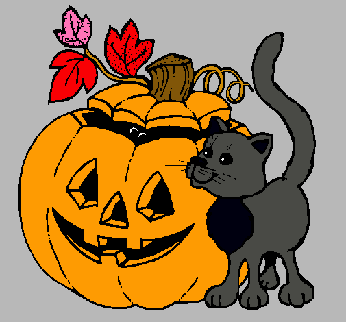 Calabaza y gato