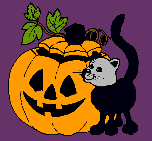 Calabaza y gato