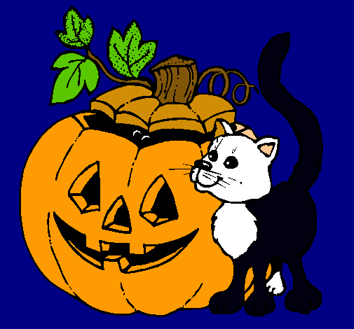 Calabaza y gato