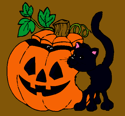 Calabaza y gato