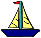 Dibujo Barco velero pintado por mar