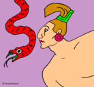 Dibujo Serpiente y guerrero pintado por andrea