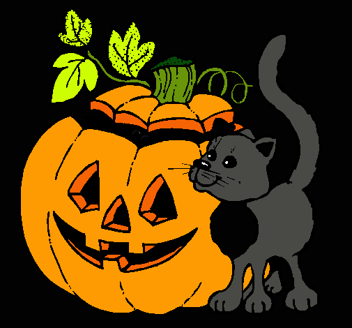 Calabaza y gato