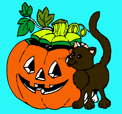 Calabaza y gato