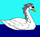Dibujo Cisne con flores pintado por rocio
