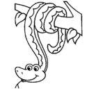 Dibujo Serpiente colgada de un árbol pintado por yese