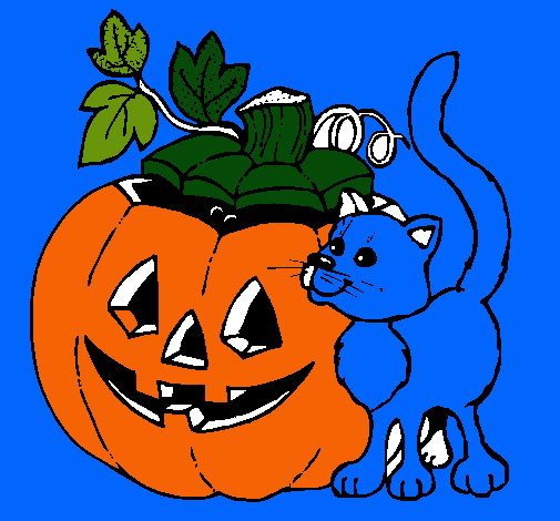 Calabaza y gato