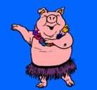 Dibujo Cerdo hawaiano pintado por conchita