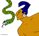 Dibujo Serpiente y guerrero pintado por adrian