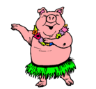 Dibujo Cerdo hawaiano pintado por mechita