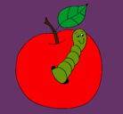 Dibujo Manzana con gusano pintado por anakaren