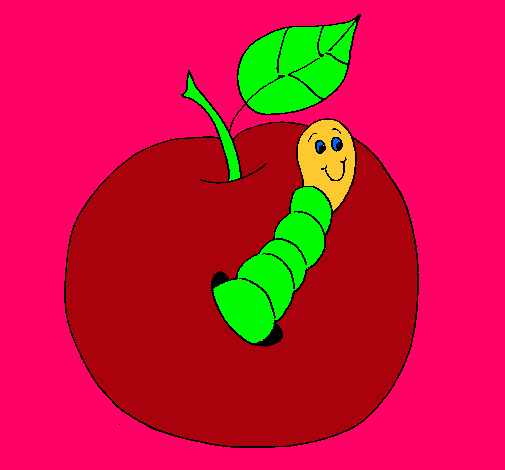 Manzana con gusano