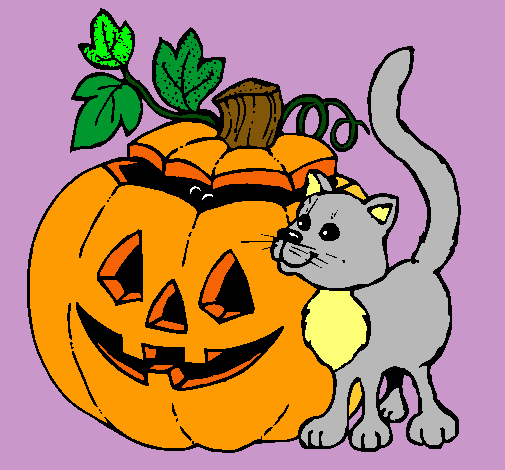 Calabaza y gato