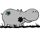 Dibujo Hipopótamo con flores pintado por ebole