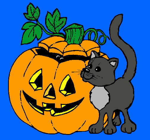 Calabaza y gato